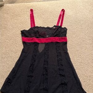 Victoria's Secret Black and Pink Lace Chemise
